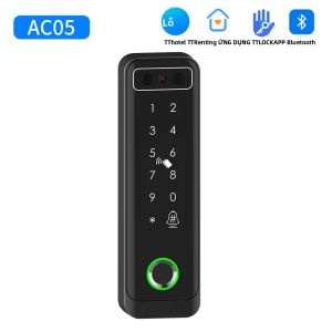 Khóa Cửa Thông Minh TTLOCK Với Nhận Diện Khuôn Mặt 3D Bàn Phím Vân Tay Mã Điện Tử Ứng Dụng Điều Khiển Từ Xa RF Mở Khóa Bằng Thẻ RFID Bảo Mật Gia Đình