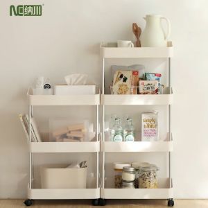 NACHUAN Household removable shelves Multi-layer storage shelf Hand-pushable storage rack with wheels