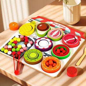 Childrens Bead Clipping Educational Toys Kindergarten Fine Motor Skills Concentration Fruit Matching Cognitive Building Blocks 2 to 3 Years Old