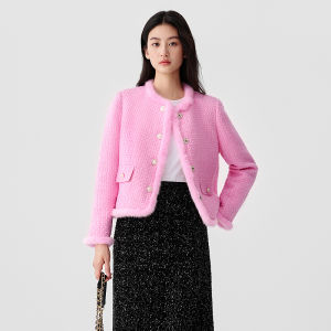 Koradior | Chinese Style Floral Down Jacket 90% Goose Down With Mink Fur Edges