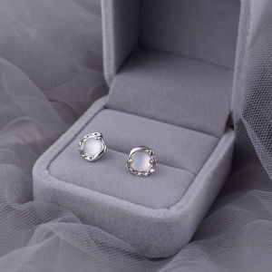 925 Sterling Silver Earrings Simple Design White Agate Minimalist Fashion Jewelry Womens Fashion Accessories Ear Jewelry