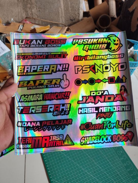 Sticker Pack Kata Kata Hologram / Stiker Hologram Keren / Stiker Racing Hologram