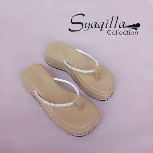 Syaqilla Sandal Wanita Jepit Mutiara Flatform 5cm A17