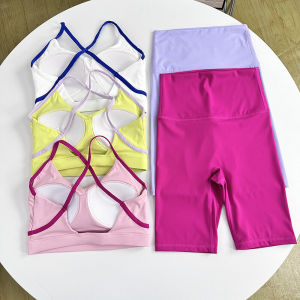 Womens Yoga Fitness Outfit Set Summer New Style Running Tight Pants Quick Dry Two-Piece Sportswear Breathable Nylon SkinoFSkin