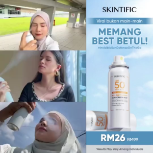 Skintific SPF50+ Sunscreen Mist 50ml PA++++ All-Day Light Non-Greasy No White Cast Reapply Over Makeup UV Protection