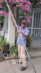 Sào rút inox 3 mét gồm 3 đoạn chất liệu 304 dùng để gắn kéo giật cành hoặc cưa để cắt trên cao