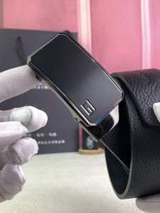 Genuine Leather Mens Belt Automatic Buckle No Holes