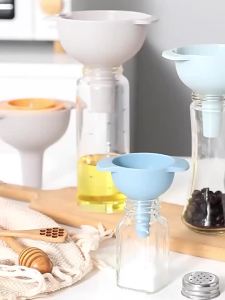 4in1 Multifunctional Funnel Wide Mouth Plastic Funnel Kitchen Tool Oil Kettle Filter Funnel Food Grade Silicone Funnels Liquid
