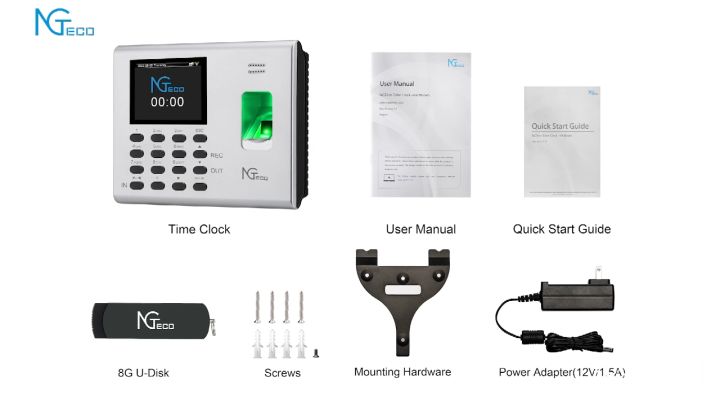 NGTeco Biometrics Fingerprint Time Attendance Machine Punch Card ...