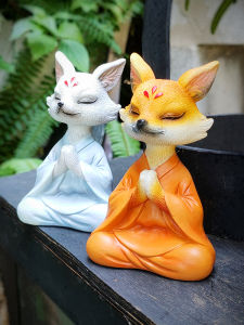 Office Desktop Decorations High-End Stress Relief Healing Couple Nine-Tailed Fox Car Interior Ancient Style Resin Crafted Ornaments