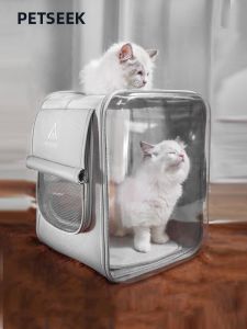 PETSEEK | Pet Portable Carrier Backpack Breathable High Capacity Double-sided Transparent