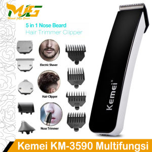 Shaver Clipper kemei KM-3590 alat cukur rambut multifungsi 5in1 cukur bulu kumis jenggot cas