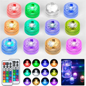 LED Submersible Light with Remote Control Battery Powered Underwater Night Lamp for Pool Vase Bowl Wedding Party Decoration