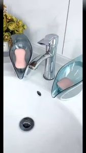 Bathroom Soap Holder Leaf Shape Dish Soap Kitchen Sponge Soap Box Storage Non-slip Drain Soap Case Container Bathroom Accessorie