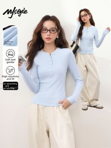 Mjstyle | Sleeve Semi-Open Collar Slim Fit Casual T-Shirt