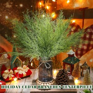 【Free Shipping】5Pcs Artificial Pine Branches Green Plant Pine Leaf Christmas DIY Wreath Crafts Xmas Decor for Home
