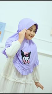 Jilbab Kuromi Hijab Anak Karakter Sanrio Kerudung PAUD TK Gambar Kartun
