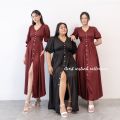 S~XXXXL Dress Pauly Long Dress Maxi Casual Party Style Dress Kancing Depan Size Jumbo. 