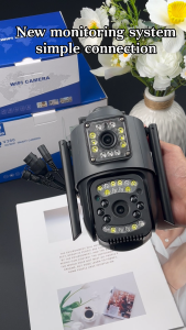 กล้องวงจรปิด V380 Pro Dual Lens CCTV Camera Outdoor HD 8MP กันน้ํา การควบคุม PTZ 360° IP กล้อง เสียงสองทาง 5G night vision การตรวจจับการเคลื่อนไหว WIFI connect to phone remote surveillance camera with Alarm