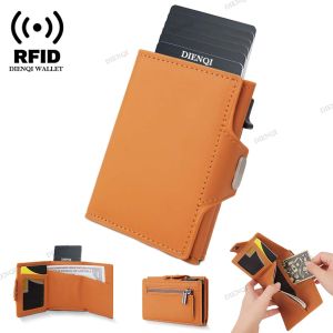 DIENQI Card Holder Men Wallets PU Leather RFID Blocking Slimwallet Fashion ID Cardholder Mens Portable Slim Vallet For Women