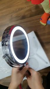 Gương trang điểm để bàn LED treo tường phóng đại zoom x3 2 mặt xoay siêu nét Minh House