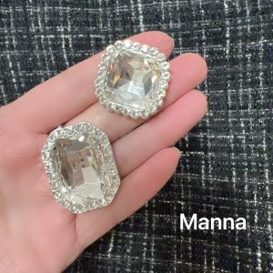 Manna Classy Oversized Drill Buckle Metal Square Diamond Rhinestone Elegant Cardigan Outwear Button Coat Accessories