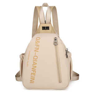 Versatile Oxford Cloth Womens Backpack Crossbody Travel Commuting Bag Casual Style Zipper Closure Solid Color Leisure Bag