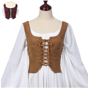 Womens Renaissance Lace-Up Vest Steampunk Gothic Vest Cosplay Costume Reversible Vest