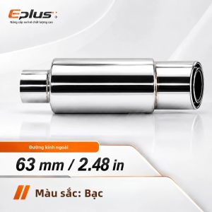 Ống Pô Xe Hơi Đa Năng EPLUS Bằng Thép Không Gỉ Có Bộ Giảm Thanh Kép Đầu Ra Thẳng Đường Kính Đầu Vào 51/57/63mm Dùng Để Độ Xe.