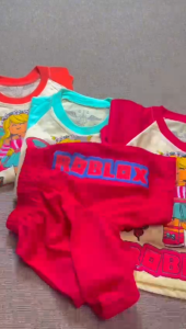 Setelan Baju Harian Anak Perempuan Motif Terbaru Motif ROBLOX Cewek Lengan Pendek Ready Usia Anak 3 Bulan-10 Tahun
