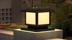 CANMEIJIA Solar Pillar Light Outdoor Waterproof IP65 Column Lamp 4 Colors with Remote Control Gate Post Light for Courtyard Garden Porch Solar Fence Lamp