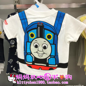 Cute Thomas Kids Summer T-Shirt Short Sleeve Cotton Polyester Blend Comfortable Loose Fit for Boys 80cm to 130cm
