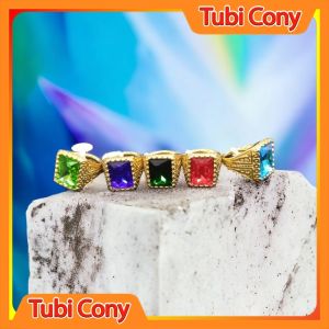 Nhẫn nam phong thủy inox màu vàng đá nhiều màu mặt vuông nhẫn to N11424-145-DX1-Tubi Cony