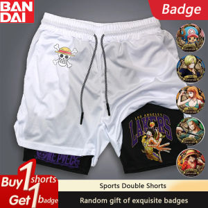 Bandai | ONE PIECE Anime Luffy Sauron Peripheral Printed Double-layer Shorts Mens American Summer Loose Sports Breathable Pants
