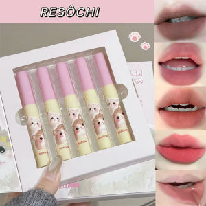 7 PCS Lip Mud Set Kawaii Cat Velvet Nude Lipstick Matte Texture Silky Easy to Color Long-lasting Lip Glaze Makeup Perfect Gifts