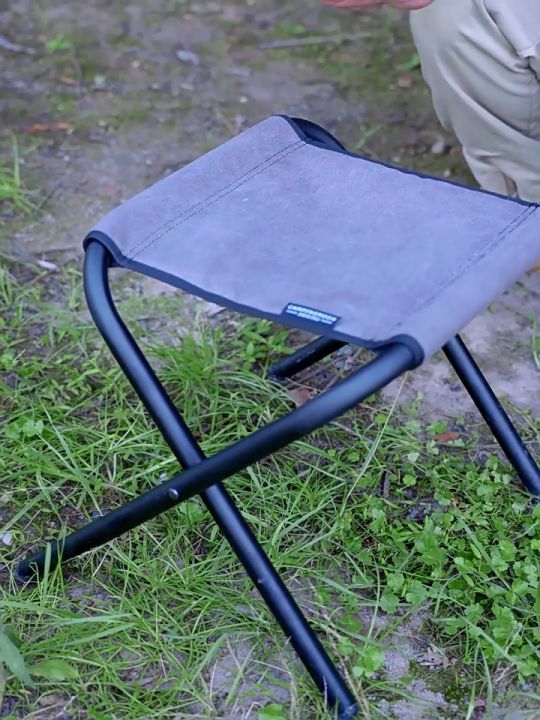 CAMPINGMOON Ultralight Folding Stool Chair Portable Foldable Camping Seat Pack with Storage Bag Folding Aluminum Alloy Canvas Cotton BBQ Hiking Picnic Fishing Beach Outdoor Travel Heavy Duty Original Camping Moon