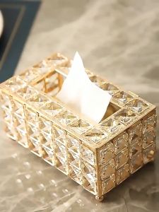 Crystal Tissue Box Modern Style Luxury Paper Towel Casing Crystal Storage Box Living Room Home Decor Napkin Kotak Tisu Kristal 纸巾盒
