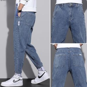 ROMON | Loose Fit Casual Mens Denim Jeans Spring Autumn New Style Elastic Harem Long Pants Winter Fleece Lined Straight Leg Jeans