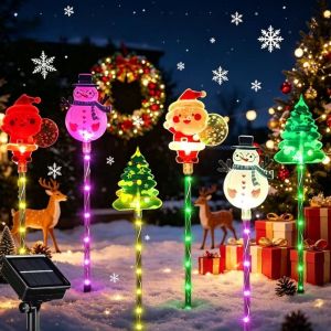 Outdoor Christmas Festival Acrylic LED Lawn Light Solar Garden Decor for Patio Walkway Backyard Courtyard Holiday Stake Lamp