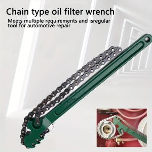 16 Inch 1PC Heavy-Duty Ratcheting Chain Wrench Adjustable Reversible Oil Filter Tool Pipe Fittings Tools Fit Max 6 Inch Diameter