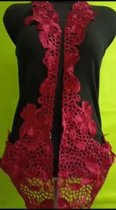 Renda Bordir Aplikasi Tempel Kebaya Remaja Motif Bunga Wera