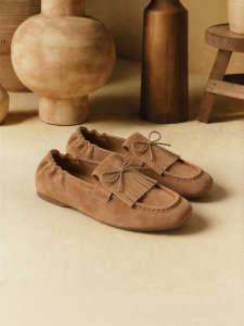 Josiny | Genuine Leather Tassels Loafers Bow Easy Slip-On Shoes