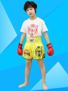 Childrens Martial Arts Outfit Set Boys Thai Boxing Shorts Fighting Training Clothes Summer Funny Performance Costume