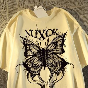 Áo Thun Tay Ngắn in Hình Bướm Rộng Rãi Phong Cách Hip Hop Mỹ Dành Cho Nam Và Nữ Mùa Hè Thường Ngày Cotton Thoáng Khí