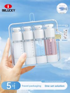 IMLUCKY | Portable Vacuum Sealed Travel Sample Bottles For Cosmetics Shampoo Body Wash Lotion Foundation Press Type Carry On Approved
