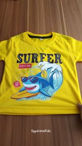 Baju Kaos Distro Anak Laki Laki Karakter Hiu Surfer Lucu Import 1 - 10 Tahun - Hypelane Kids - DTF