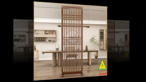 Vách ngăn phòng khách vách ngăn tủ kệ bằng gỗ CNC406 - Nội thất lắp ráp Viendong adv