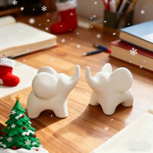 1pc White Elephant Figurine 3D Printed Animal Durable Plastic Colorable Ideal for Bedroom Desktop Office Indoor Christmas Gift