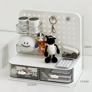 ชั้นวางของแบบพับได้สำหรับโต๊ะทำงาน ชั้นวางของแบบตู้หลายช่อง ชั้นวางของสำหรับจัดระเบียบของใช้ เครื่องเขียน ของเล่น อุปกรณ์สำนักงาน