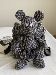 Trendy Cartoon Doll Large Capacity Letter Print Single Shoulder Backpack for Women Commuting Traveling Casual Purposes